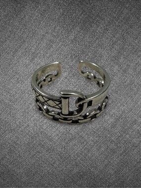 Sterling Silver Zipper Chain Adjustable Ring